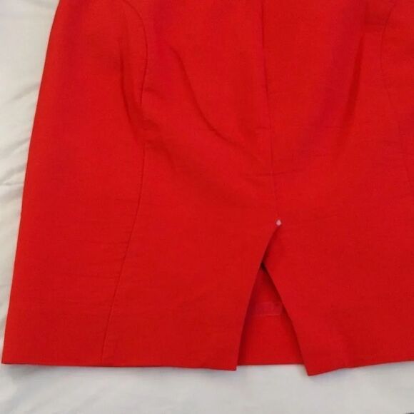 J. Crew Factory The Pencil Skirt Red Orange Cotton Skirt with Pockets Size 8 - Picture 9 of 16